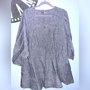 - Flax tunic style gray linen top size medium